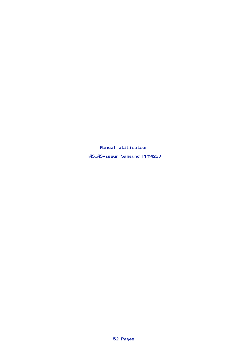 Page 1 de la notice Manuel utilisateur Samsung PPM42S3