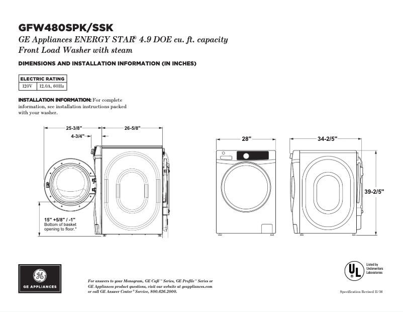 Image de la première page du manuel de l'appareil GFW480SPKRR