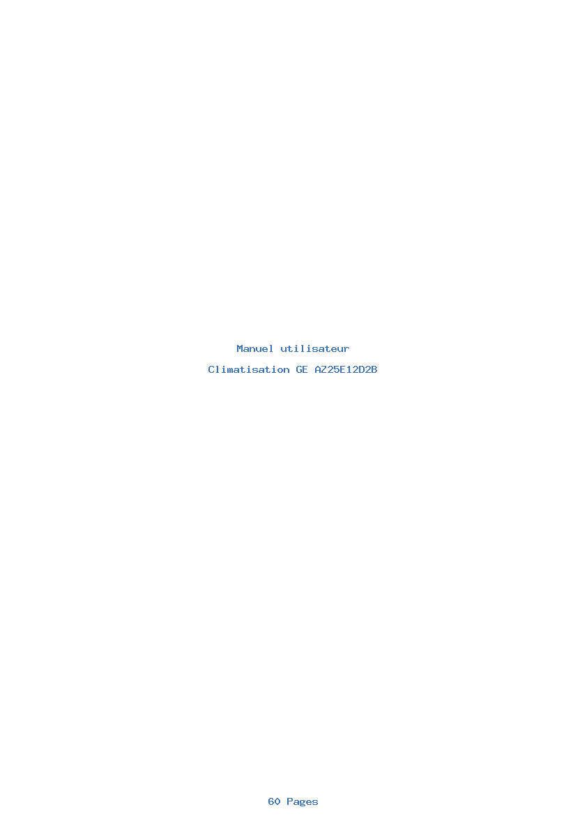 Page 1 de la notice Manuel utilisateur GE AZ25E12D2B