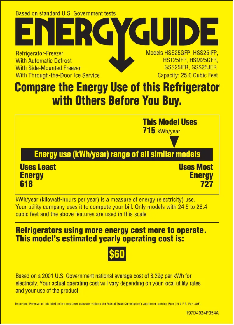 Page n°1 - Label énergétique GE GSS25JERBB