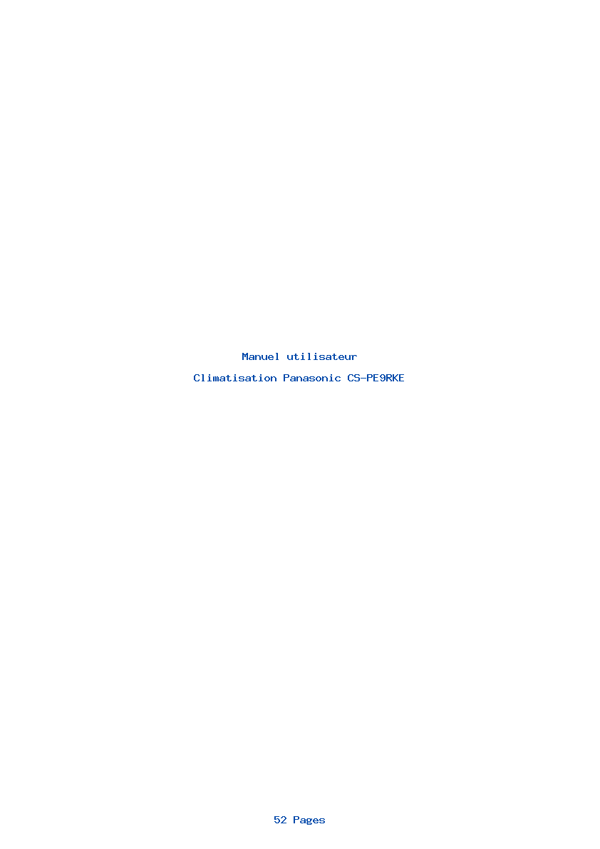 Page 1 de la notice Manuel utilisateur Panasonic CS-PE9RKE