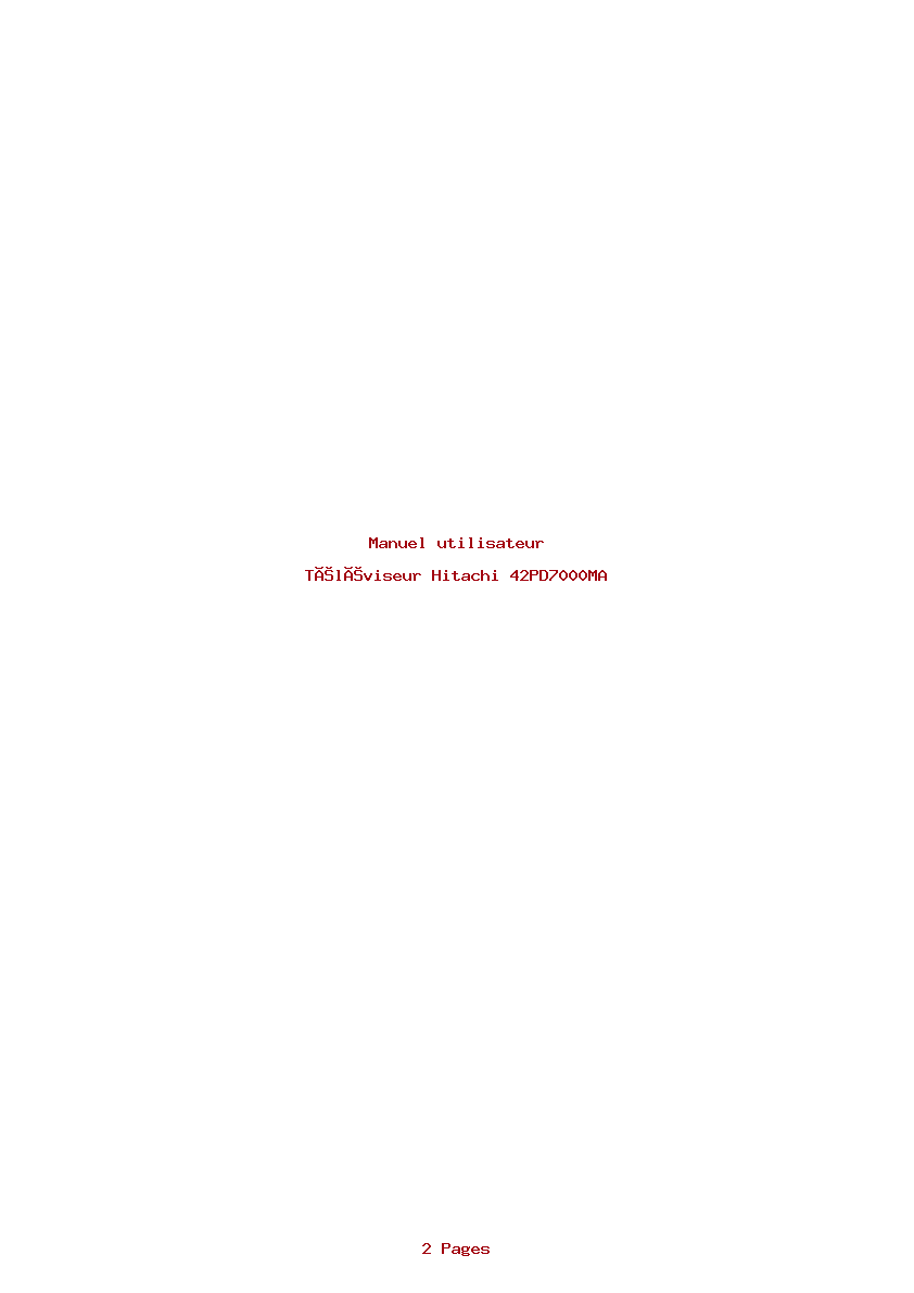 Page 1 de la notice Manuel utilisateur Hitachi 42PD7000MA