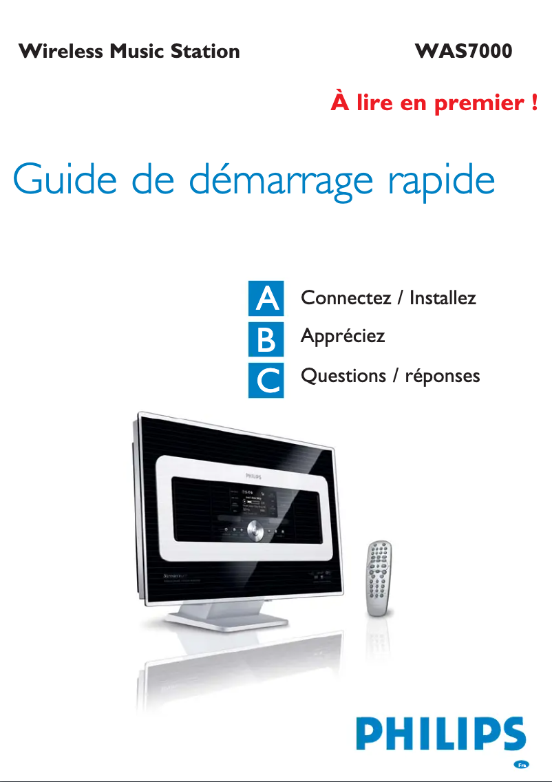 Page n°1 - Guide de démarrage rapide Philips WAS7000