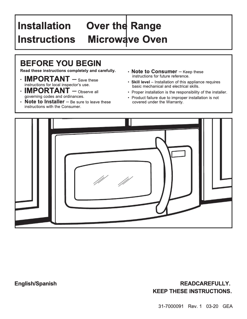 Página 1 del manual Instrucciones / montaje GE JVM7195SKSS