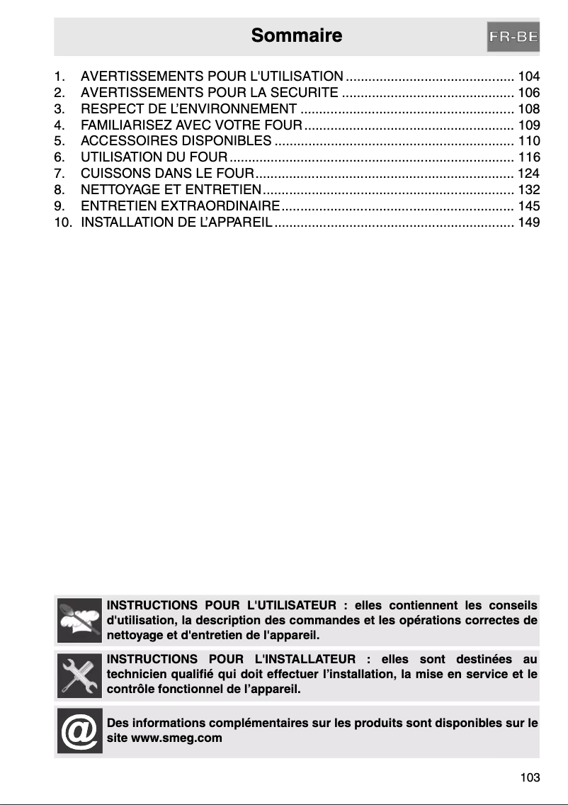Page 1 de la notice Manuel utilisateur Smeg SCP805A-8