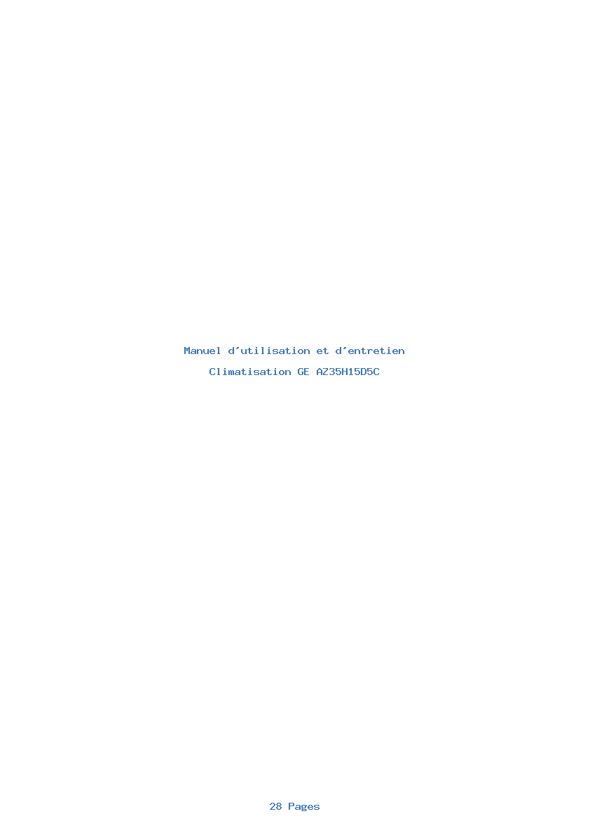 Page 1 de la notice Manuel d'utilisation et d'entretien GE AZ35H15D5C
