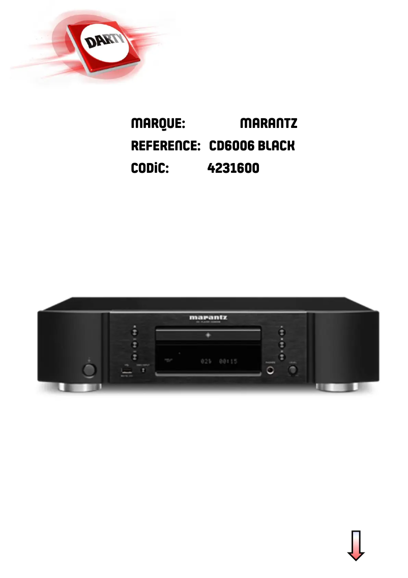Page 1 de la notice Manuel utilisateur Marantz CD6006