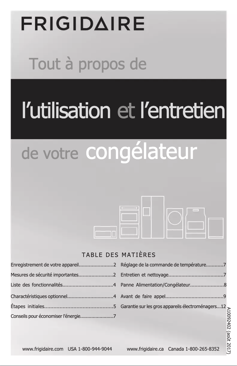 Page 1 de la notice Manuel utilisateur Frigidaire FFFC20M4TW