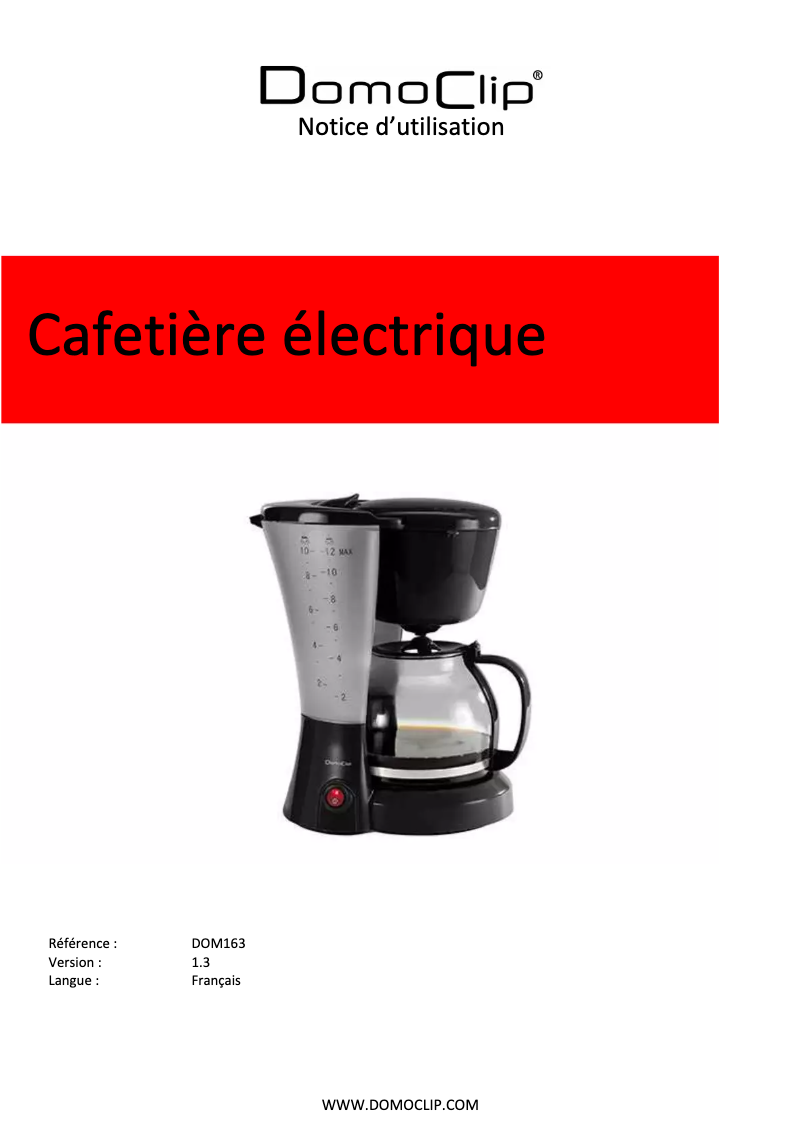 Page 1 de la notice Manuel utilisateur Domoclip DOM163OR