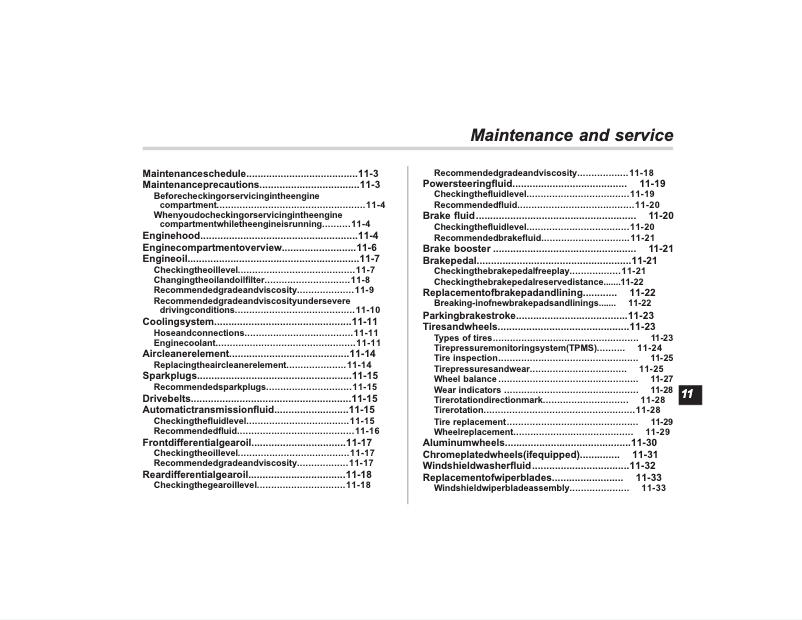 Page 1 de la notice Manuel d'utilisation et d'entretien Subaru Tribeca (2009)