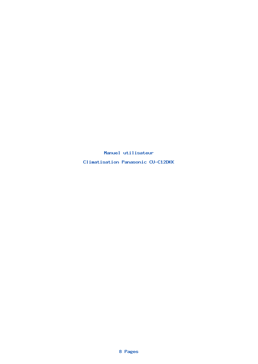 Page 1 de la notice Manuel utilisateur Panasonic CU-C12DKK