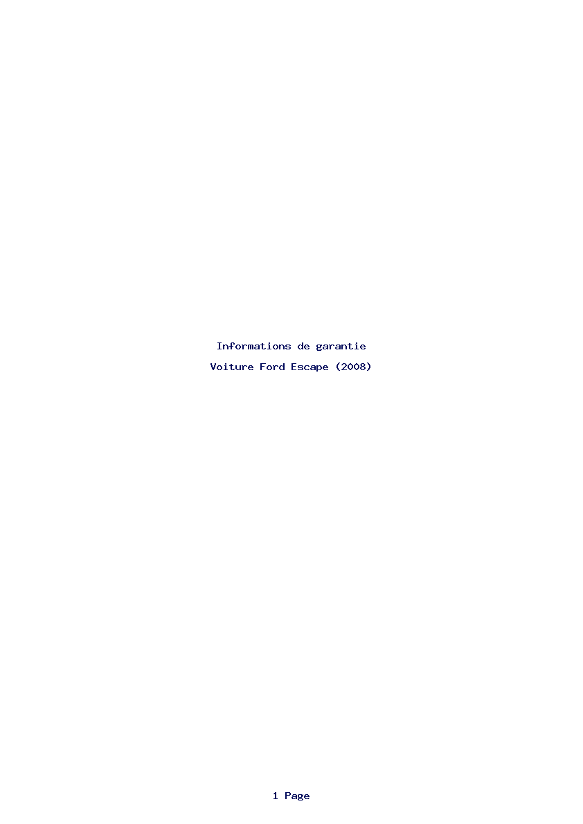 Page 1 de la notice Informations de garantie Ford Escape (2008)
