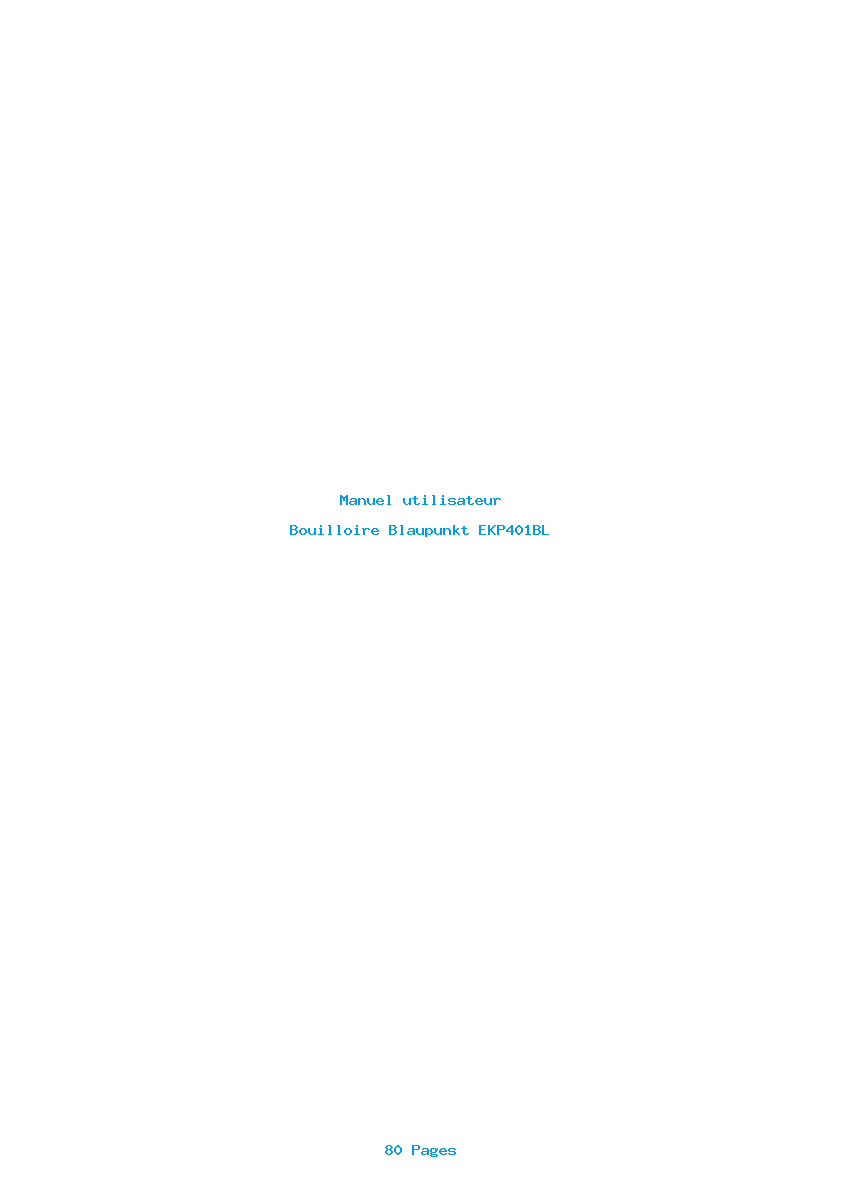 Page 1 de la notice Manuel utilisateur Blaupunkt EKP401BL