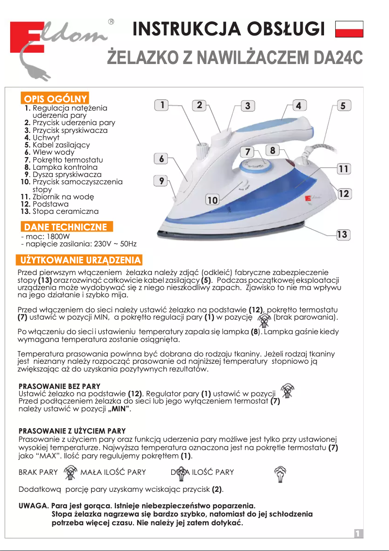 Page 1 de la notice Manuel utilisateur Eldom DA24C