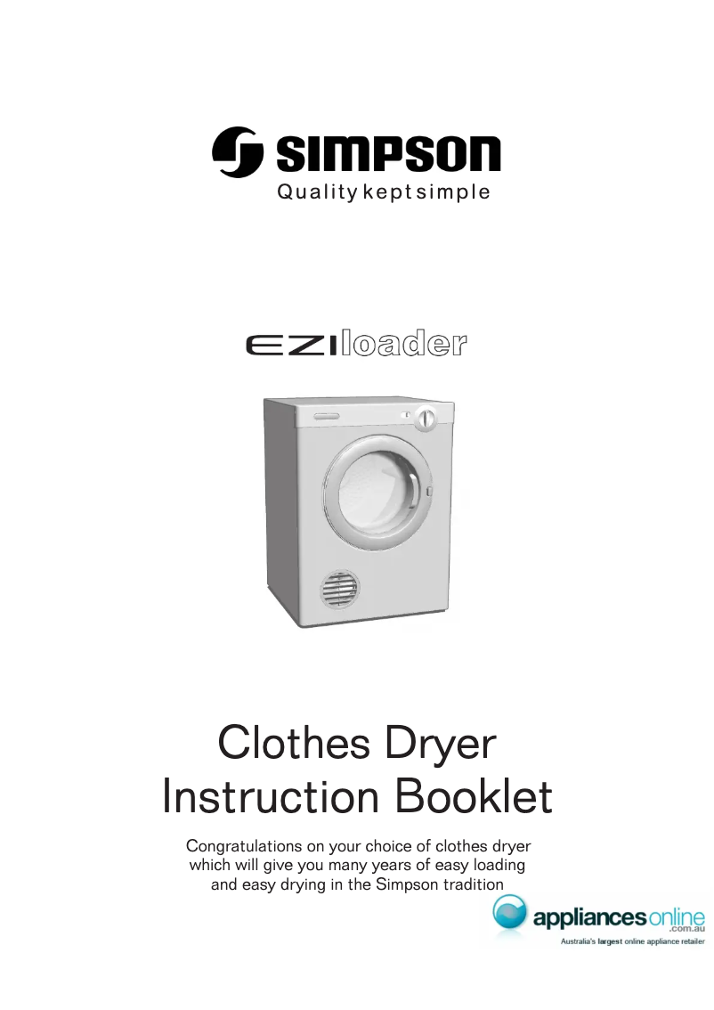 Page 1 de la notice Manuel utilisateur Simpson 39S500M