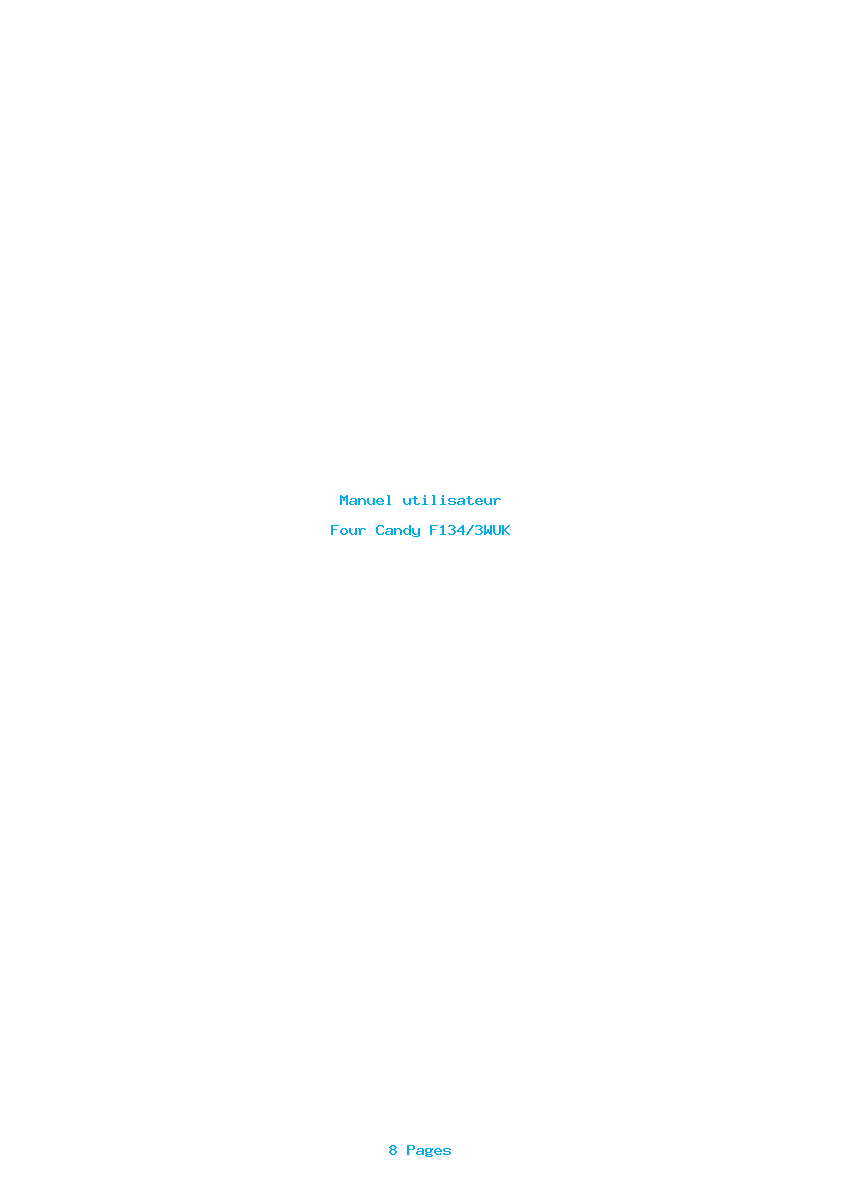 Page 1 de la notice Manuel utilisateur Candy F134/3WUK