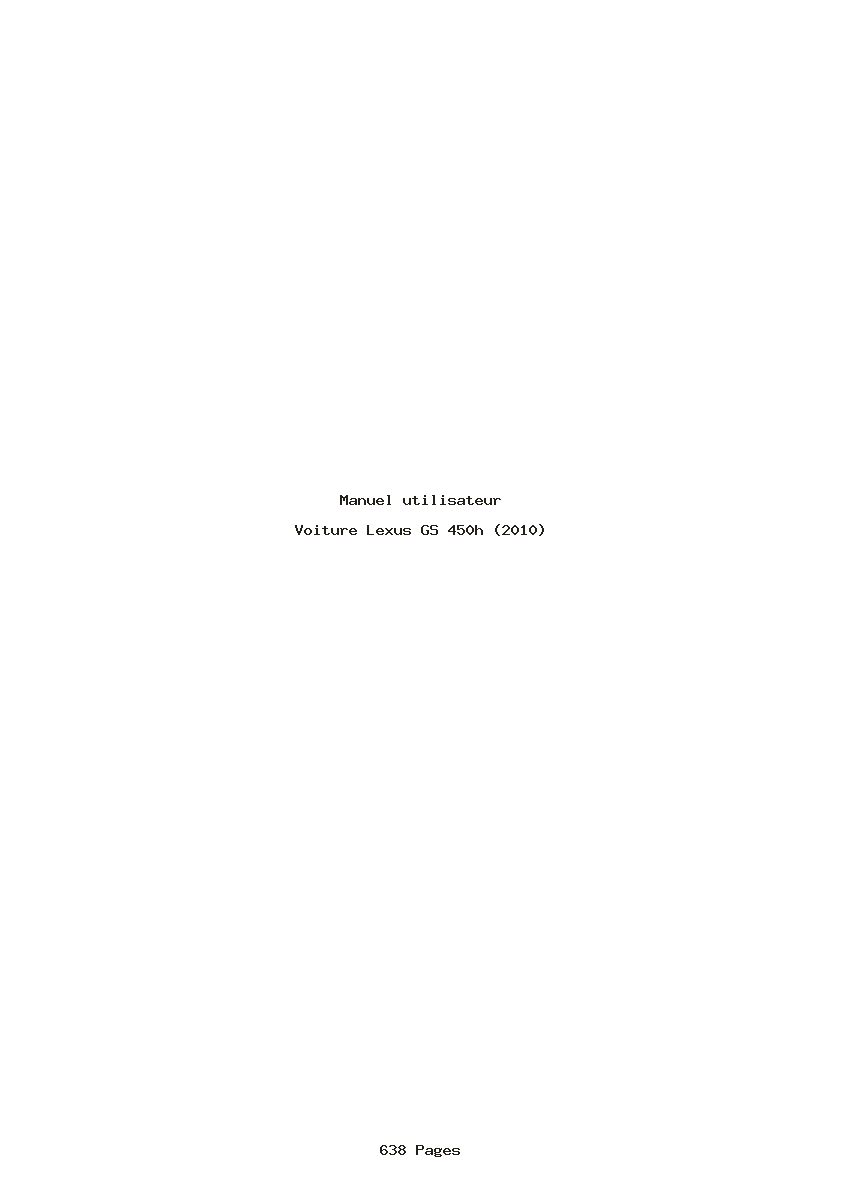 Page 1 de la notice Manuel utilisateur Lexus GS 450h (2010)