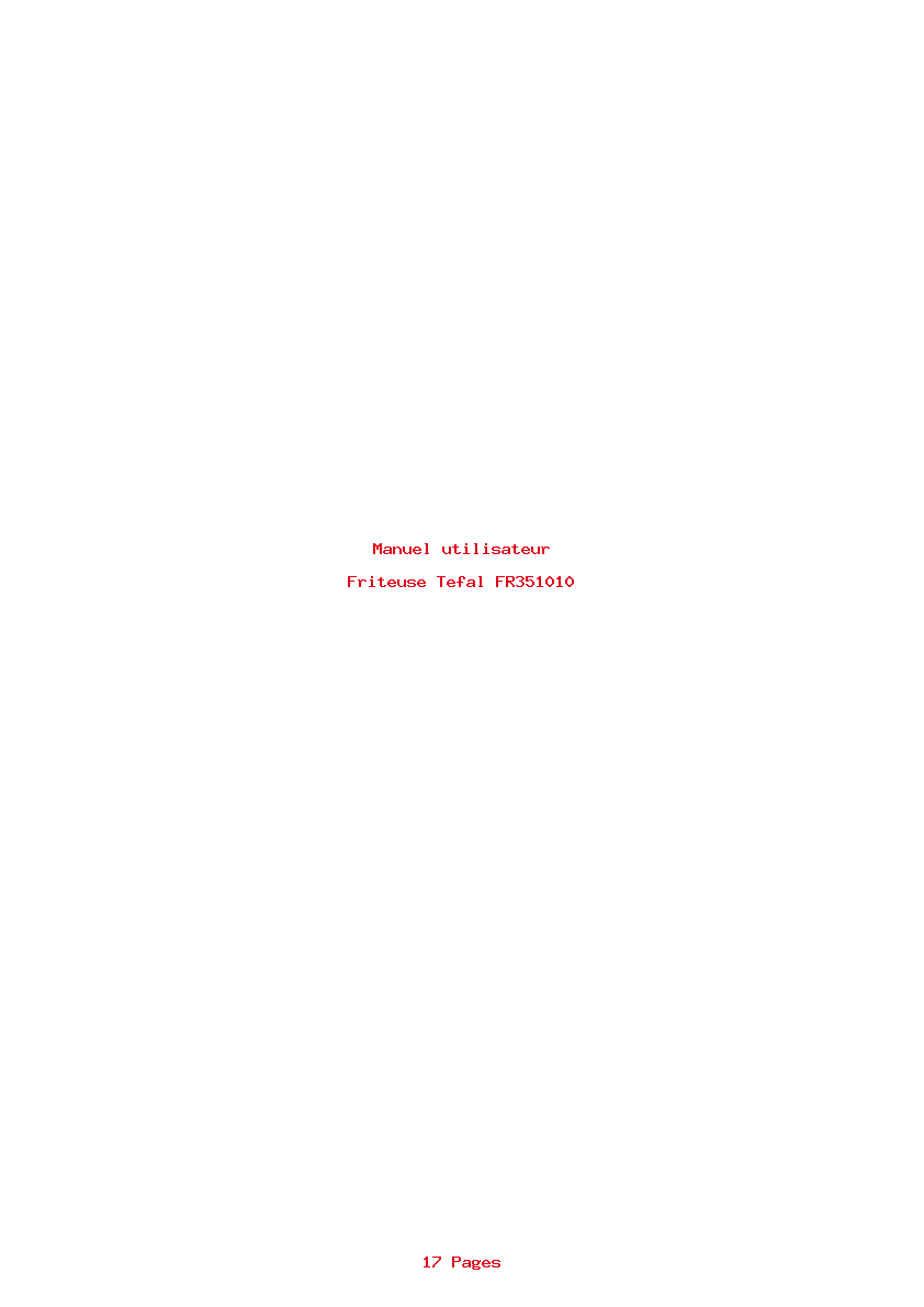 Page 1 de la notice Manuel utilisateur Tefal FR351010