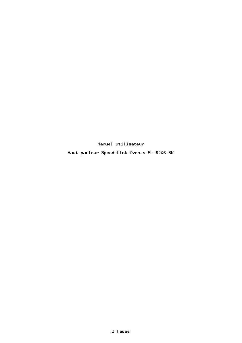 Page 1 de la notice Manuel utilisateur Speed-Link Avenza SL-8206-BK