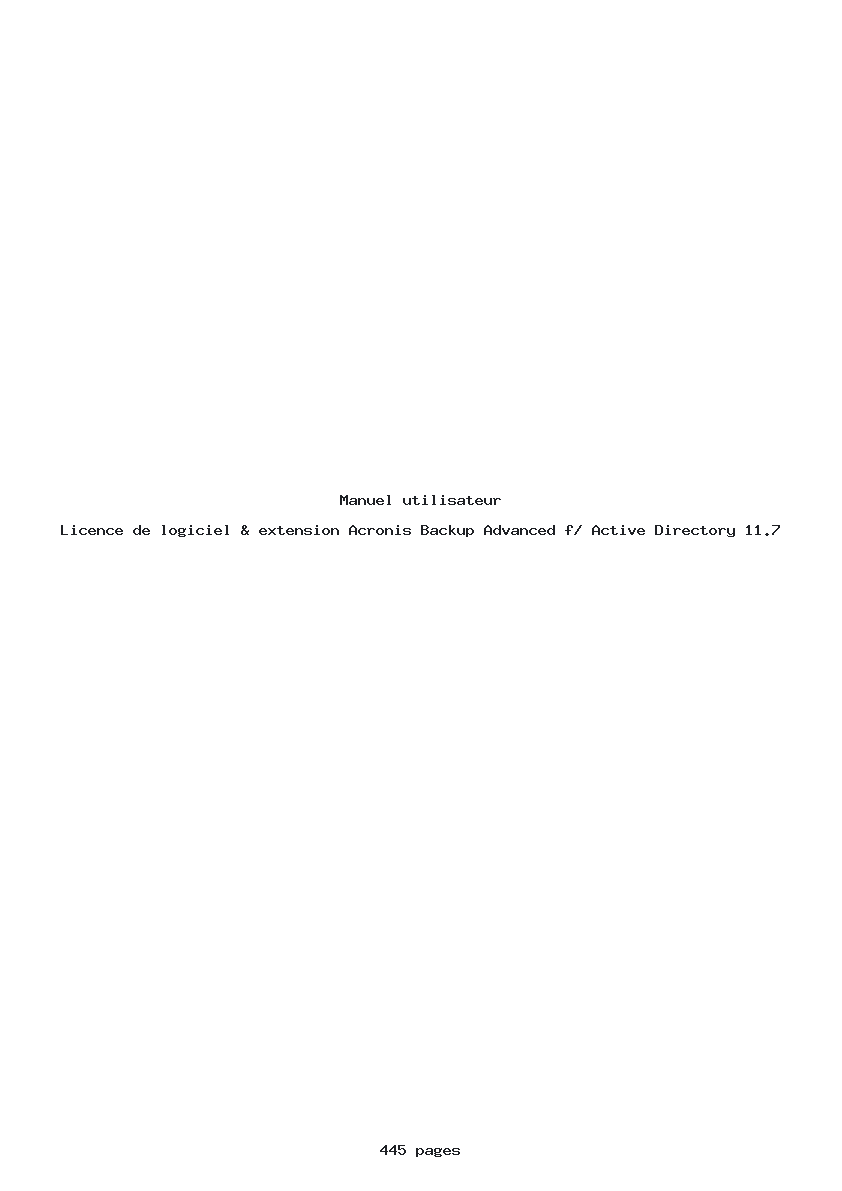 Image de la première page du manuel de l'appareil Backup Advanced f/ Active Directory 11.7