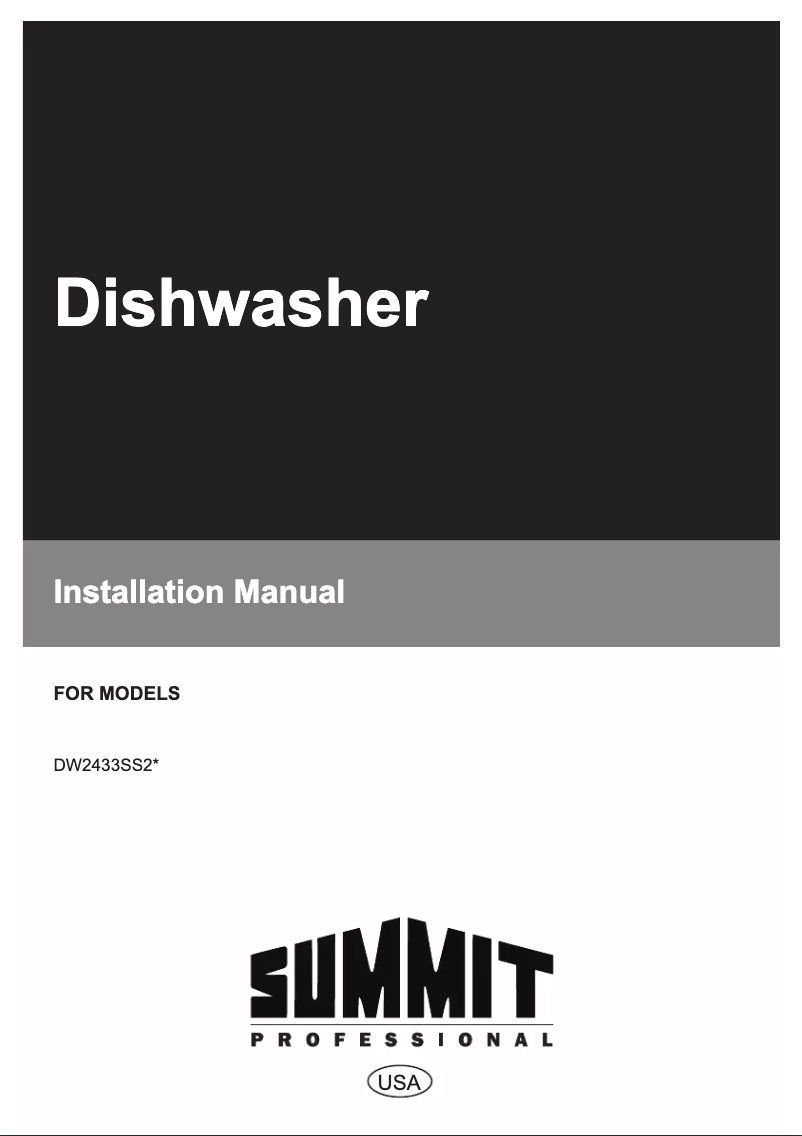 Page 1 de la notice Guide d'installation Summit DW2433SS2ADA