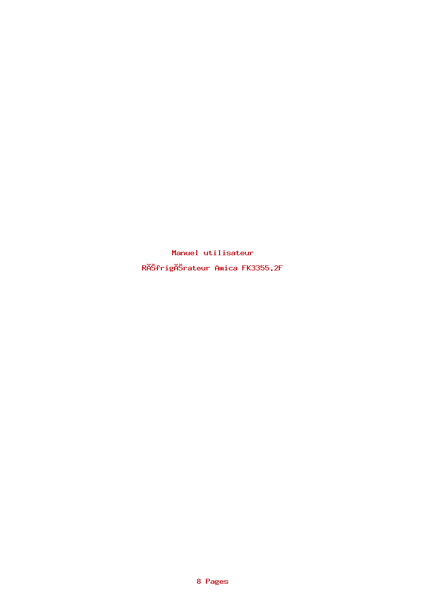 Page 1 de la notice Manuel utilisateur Amica FK3355.2F
