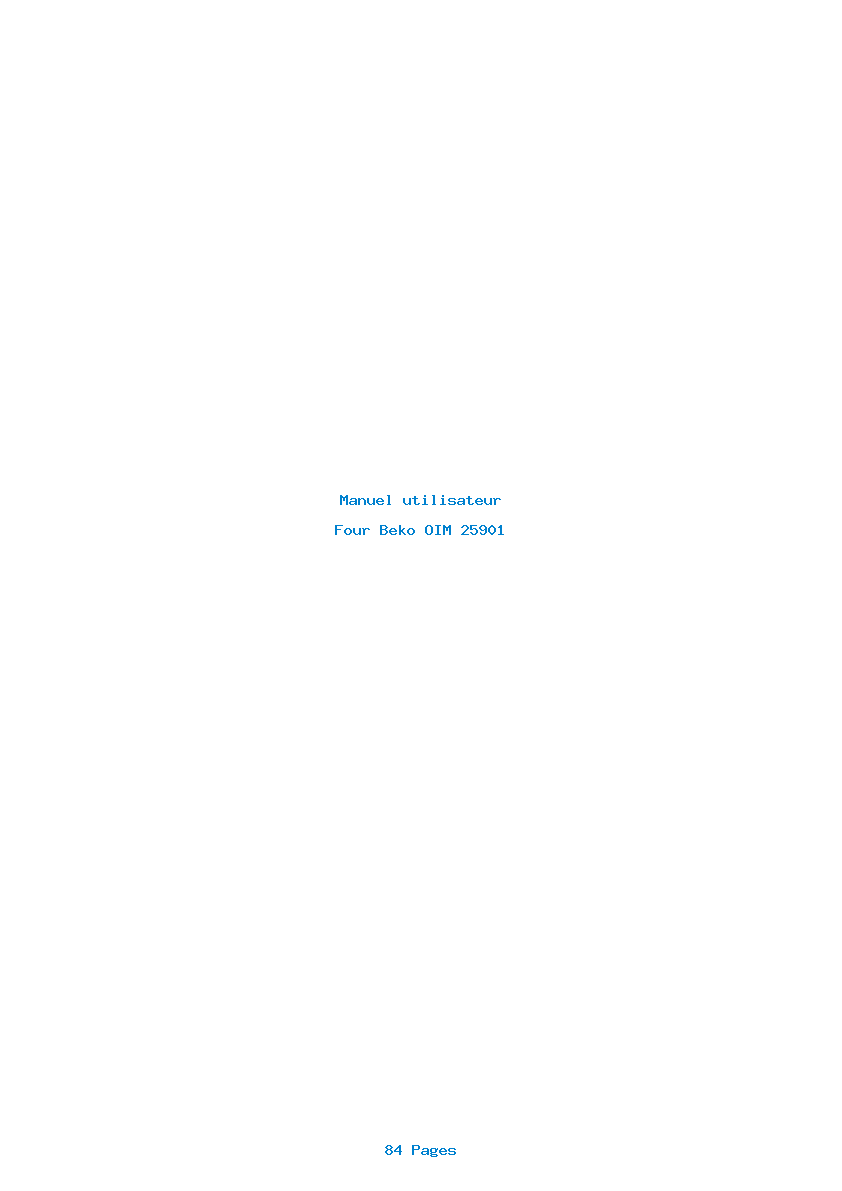 Page 1 de la notice Manuel utilisateur Beko OIM 25901