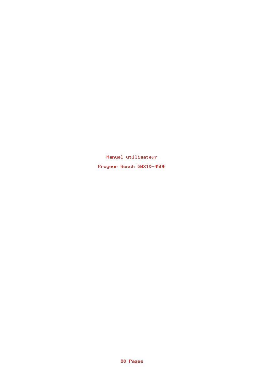 Page 1 de la notice Manuel utilisateur Bosch GWX10-45DE