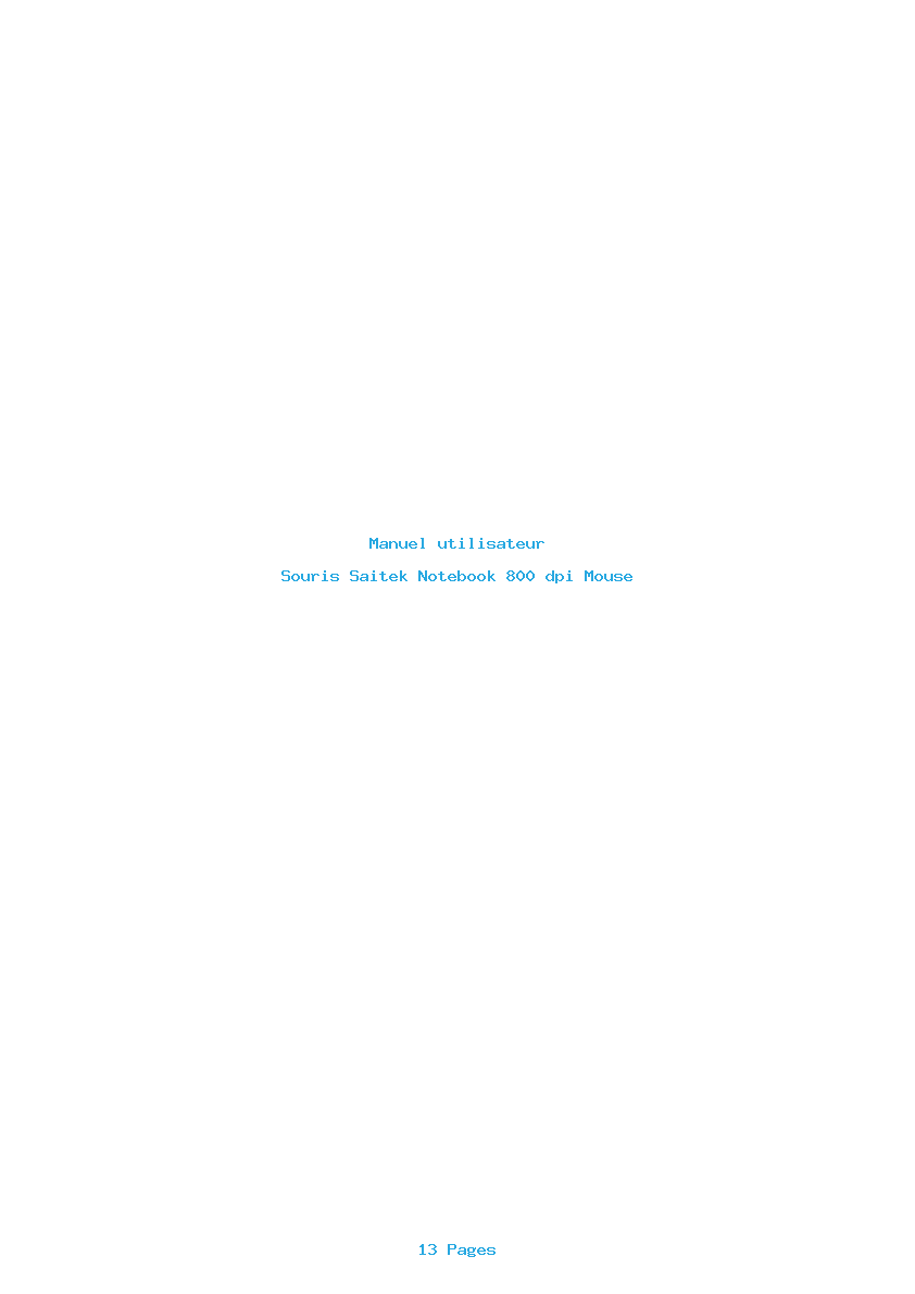 Page 1 de la notice Manuel utilisateur Saitek Notebook 800 dpi Mouse