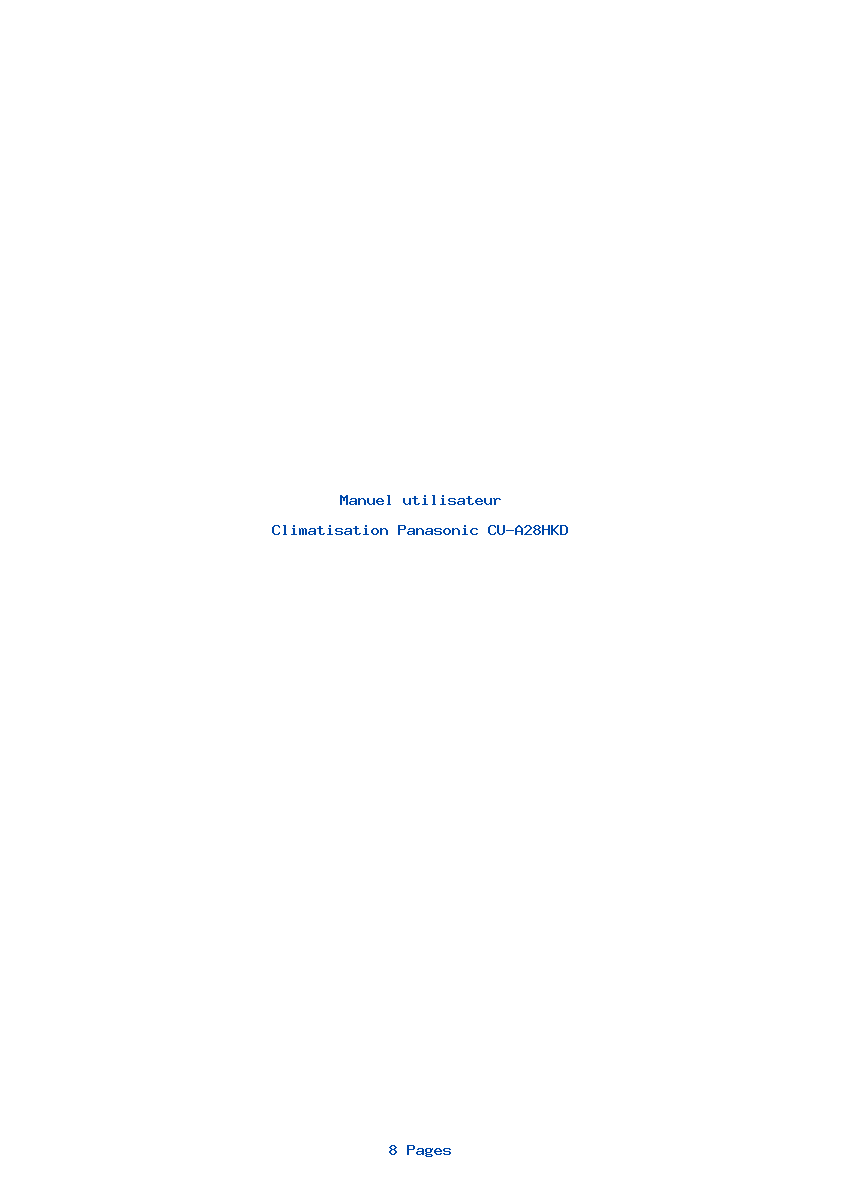 Page 1 de la notice Manuel utilisateur Panasonic CU-A28HKD
