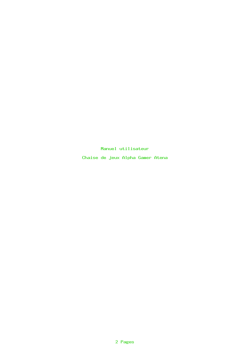 Page 1 de la notice Manuel utilisateur Alpha Gamer Atena