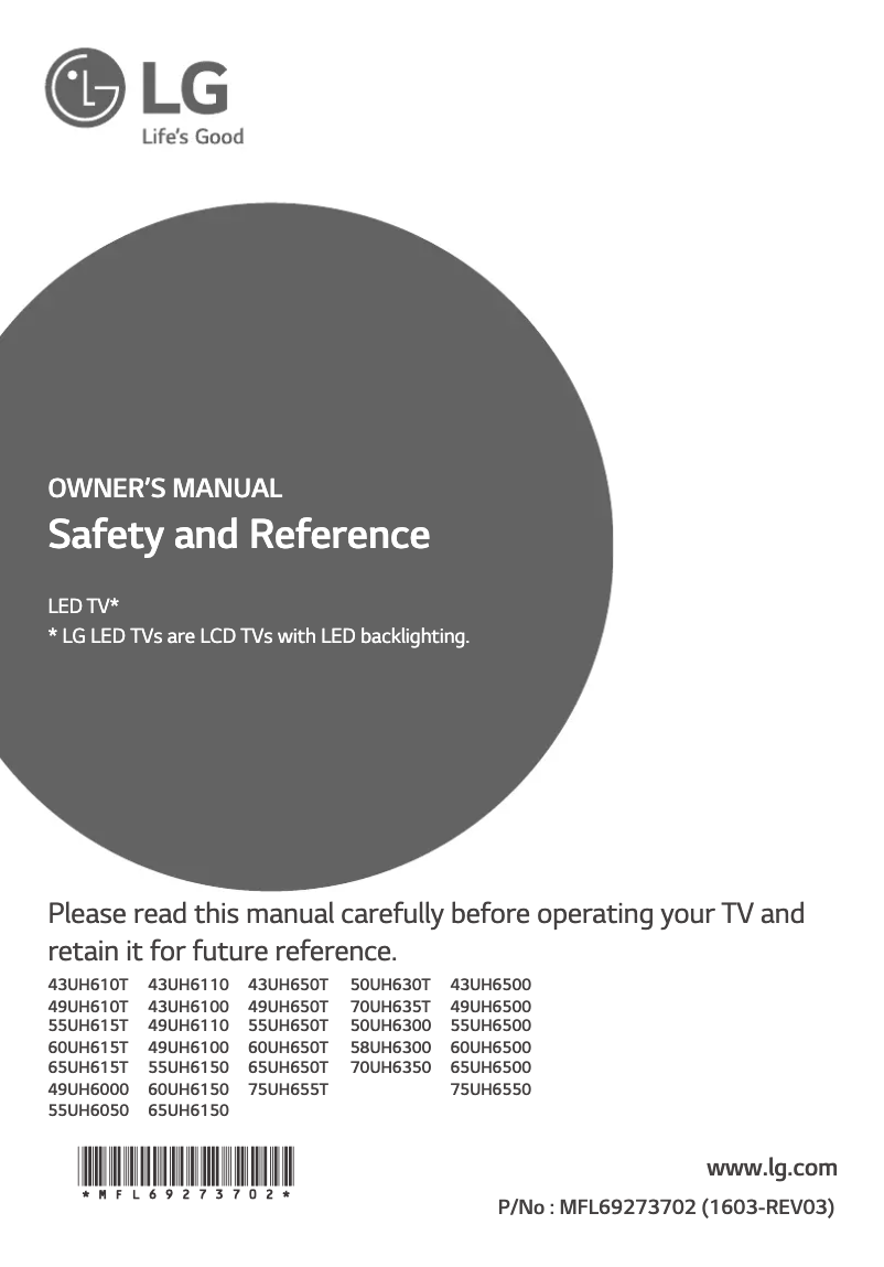 Page 1 of the manual User Manual LG 50UH6300