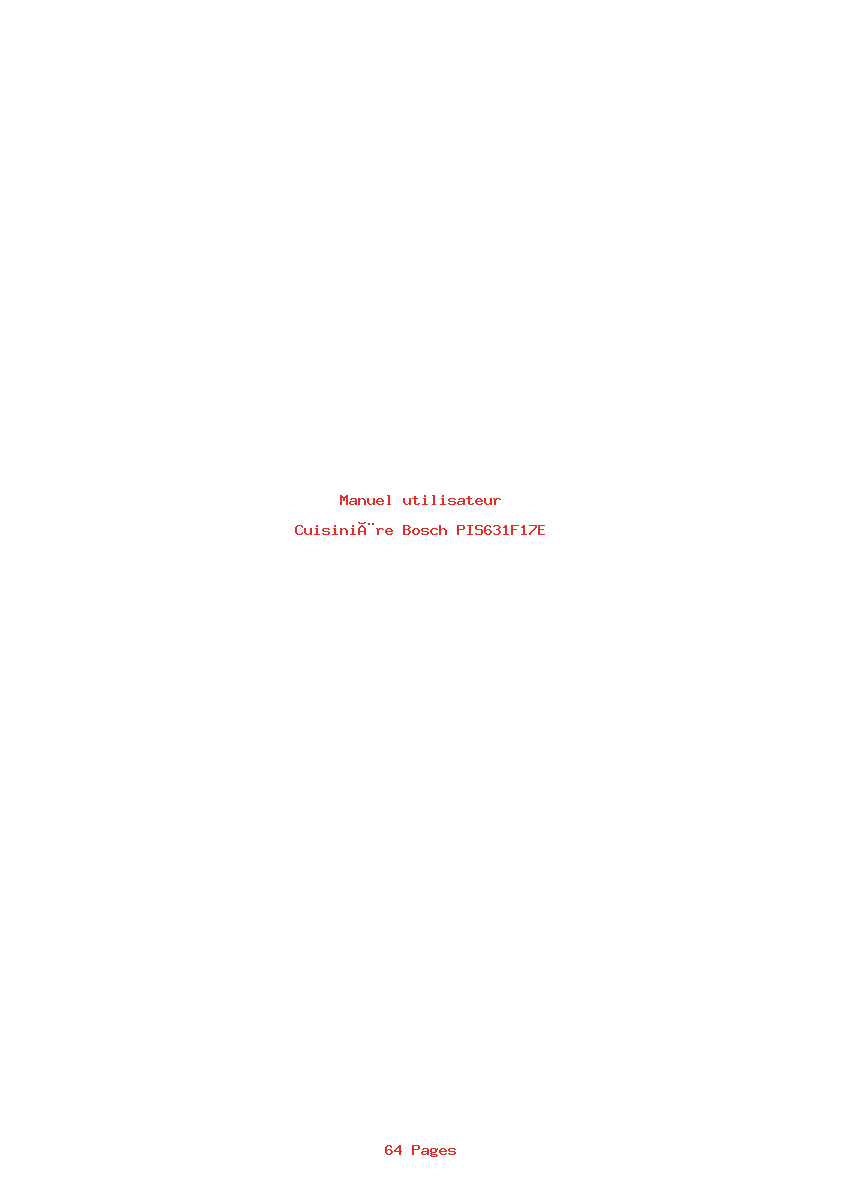 Page 1 de la notice Manuel utilisateur Bosch PIS631F17E
