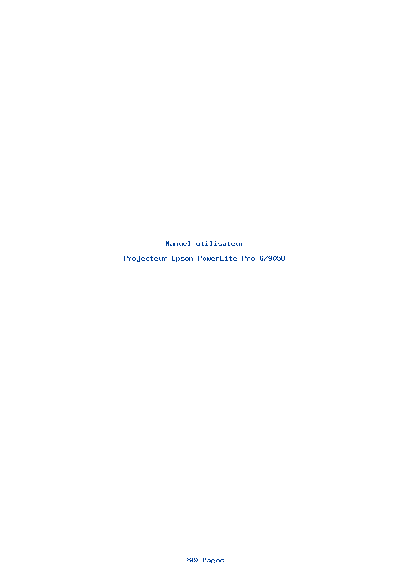 Page 1 de la notice Manuel utilisateur Epson PowerLite Pro G7905U