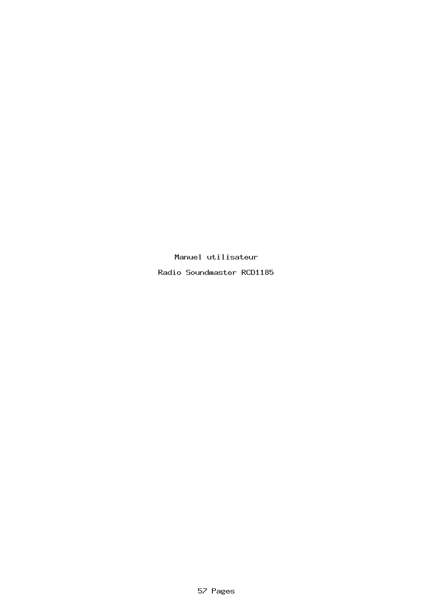 Page 1 de la notice Manuel utilisateur Soundmaster RCD1185