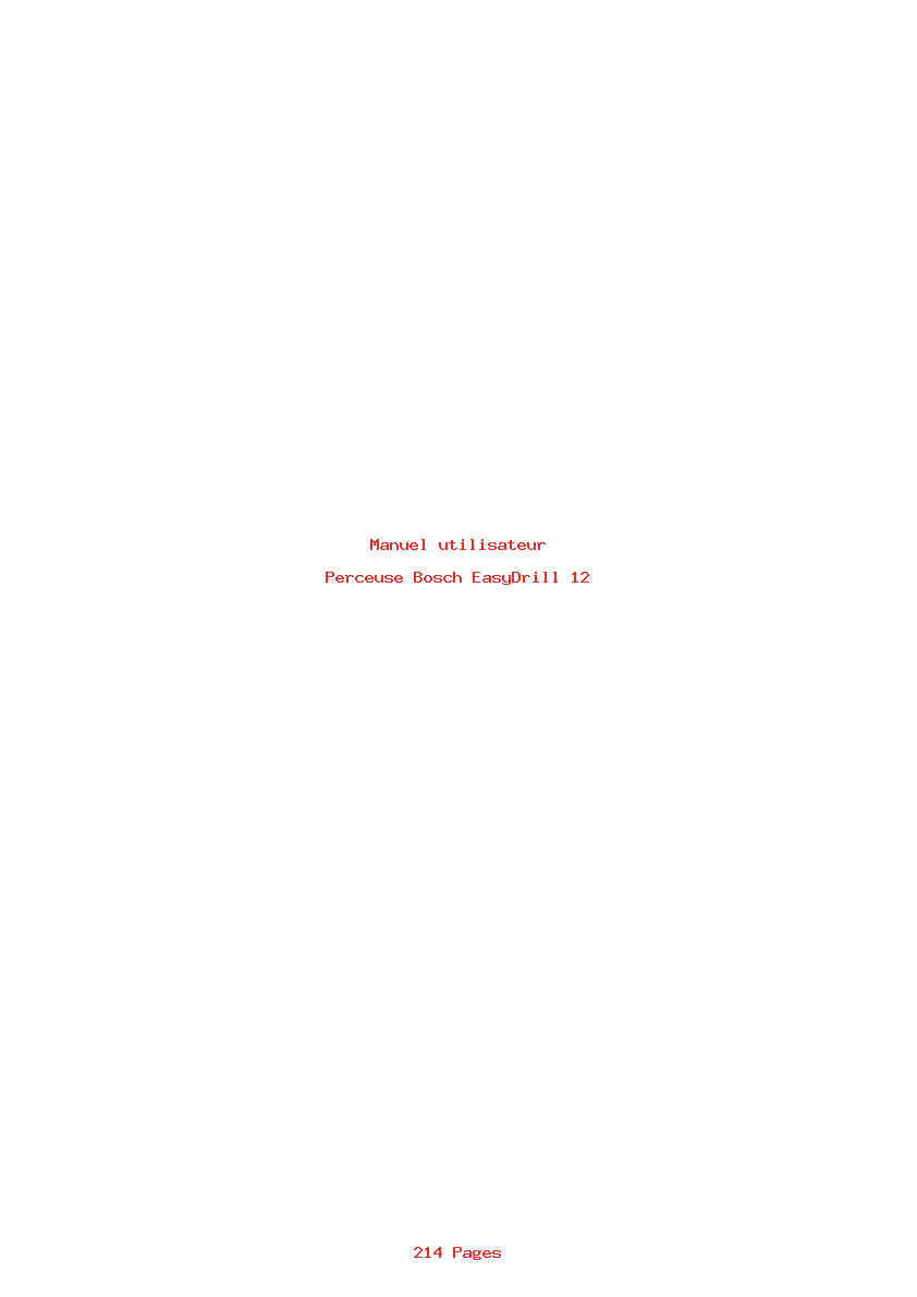 Page 1 de la notice Manuel utilisateur Bosch EasyDrill 12