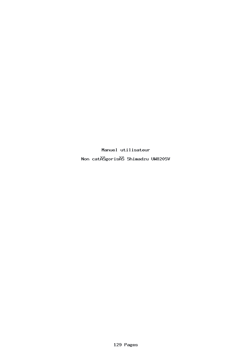 Page 1 de la notice Manuel utilisateur Shimadzu UW820SV