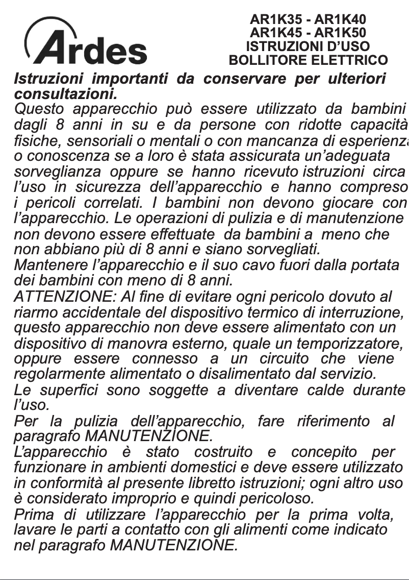 Page 1 de la notice Instructions / montage Ardes AR1K35