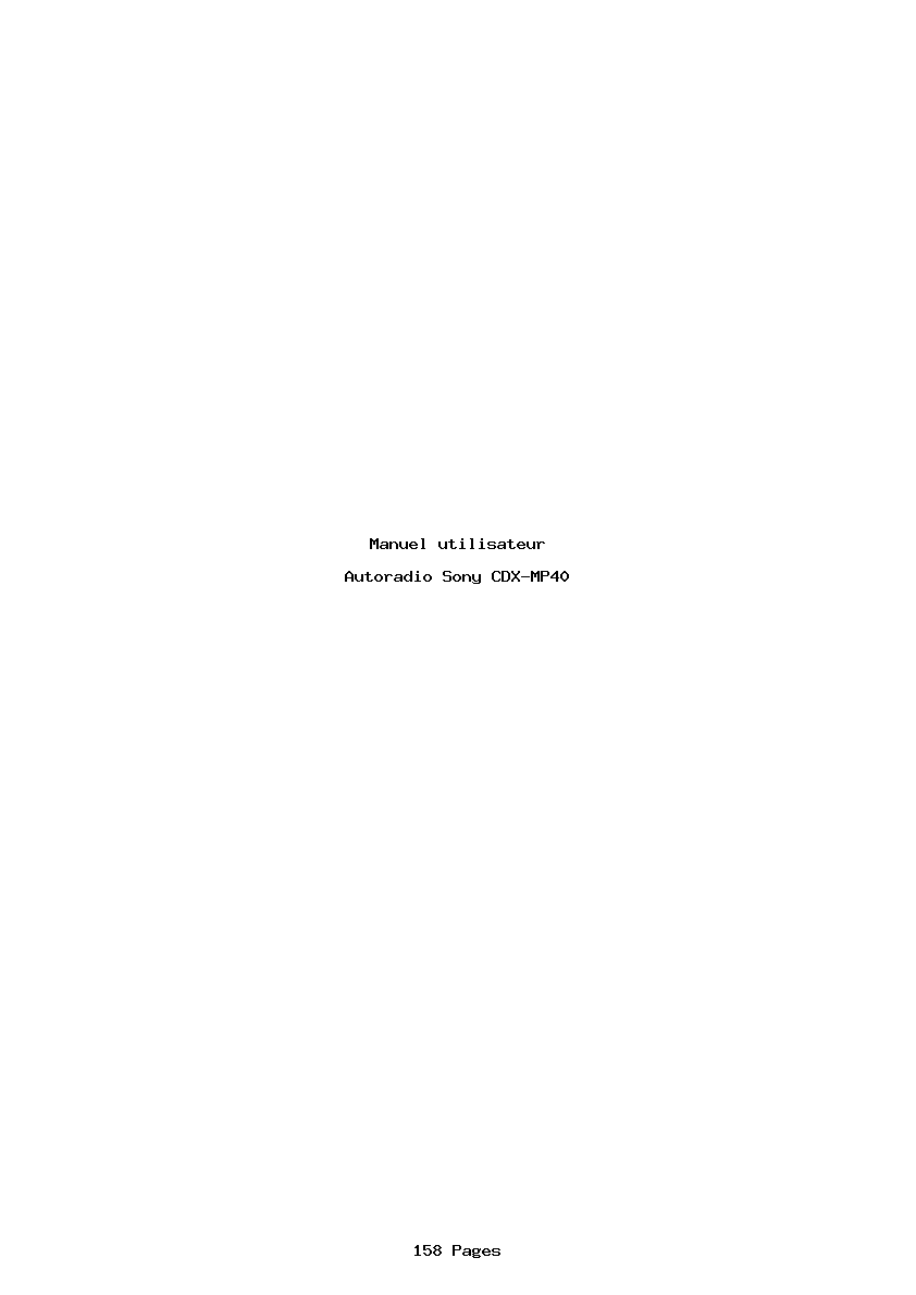 Page 1 de la notice Manuel utilisateur Sony CDX-MP40