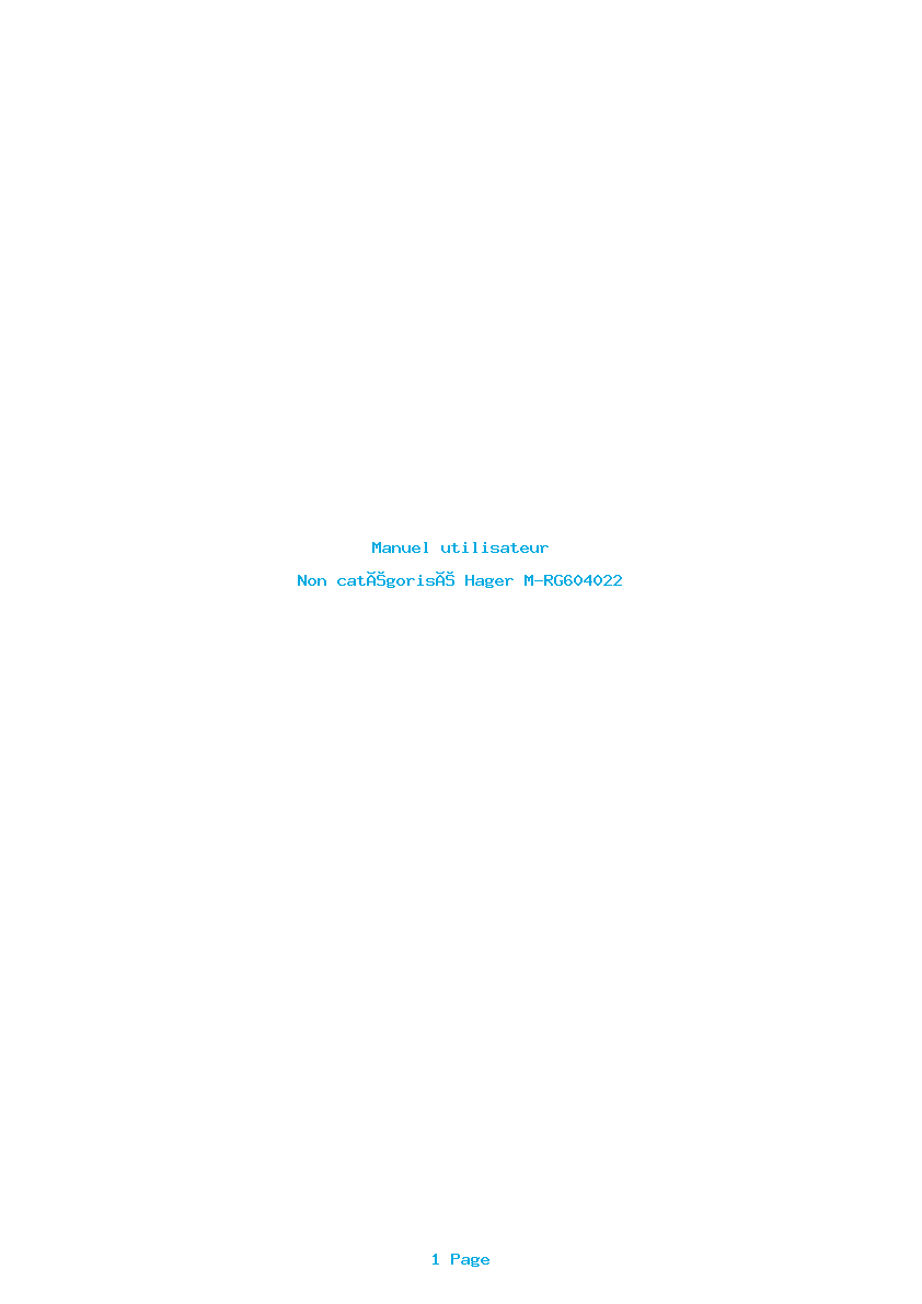 Page 1 de la notice Manuel utilisateur Hager M-RG604022