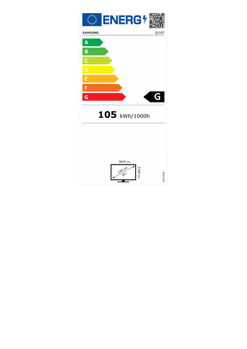 Page 1 de la notice Label énergétique Samsung QE55T