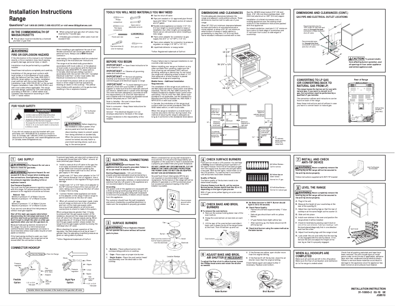 Page 1 of the manual Installation Guide GE JGBS10DEFBB