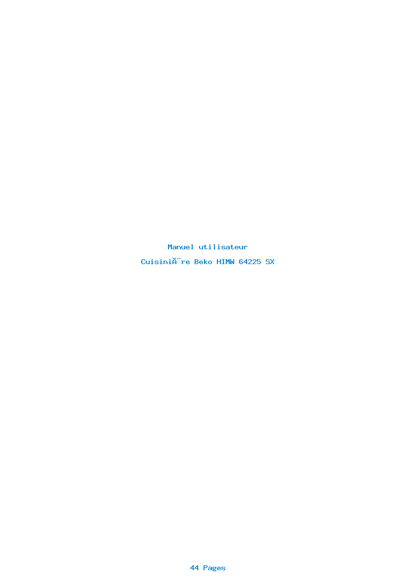 Page 1 de la notice Manuel utilisateur Beko HIMW 64225 SX