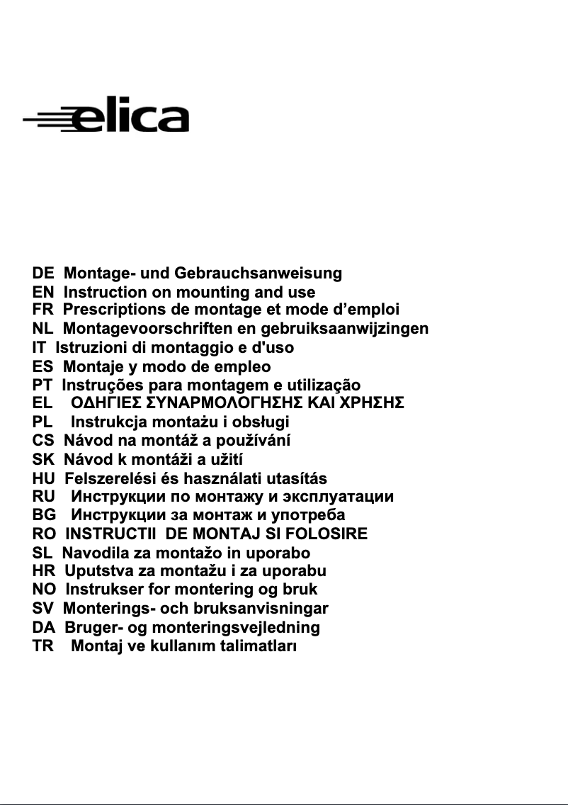 Página 1 del manual Manual de usuario Elica Tamaya PB IX A/60