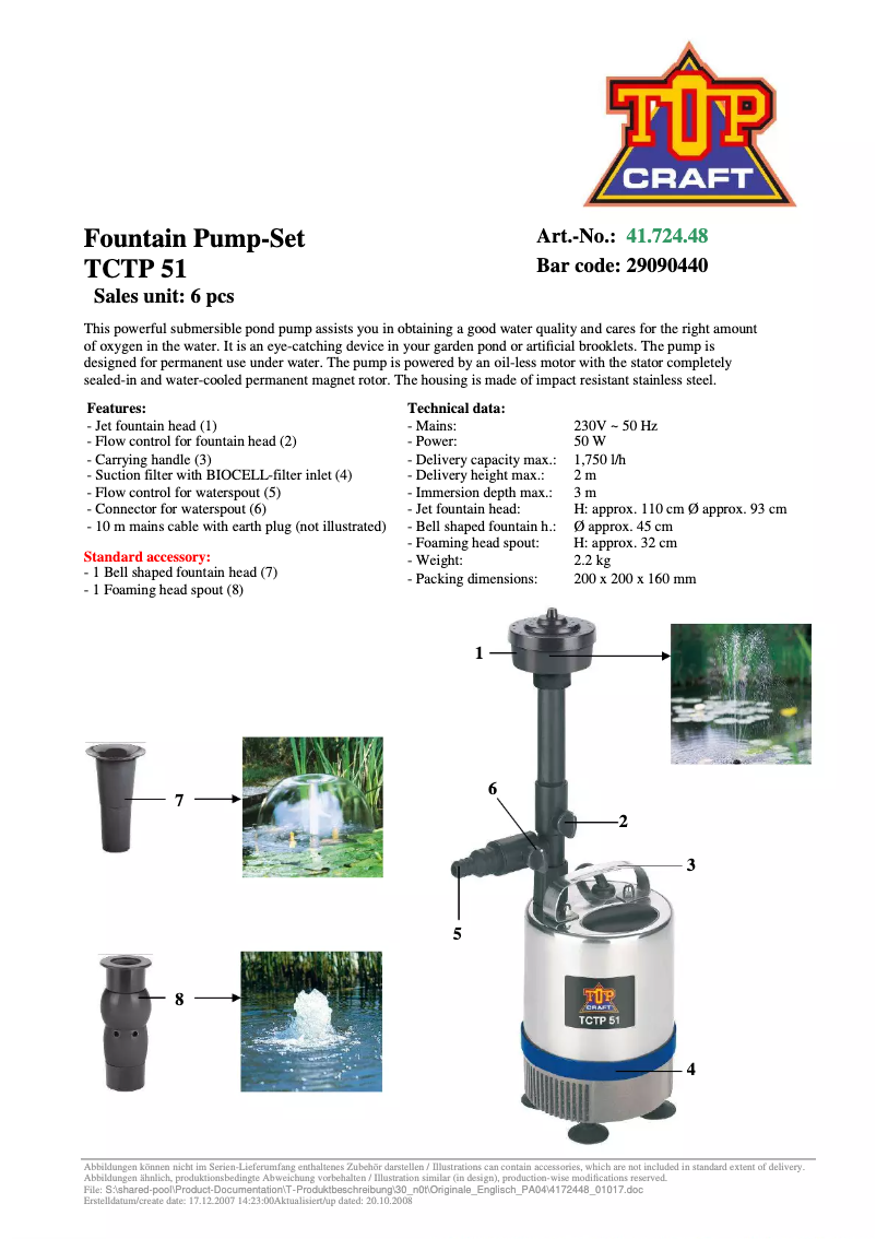 Page 1 de la notice Manuel utilisateur Topcraft TCTP 51