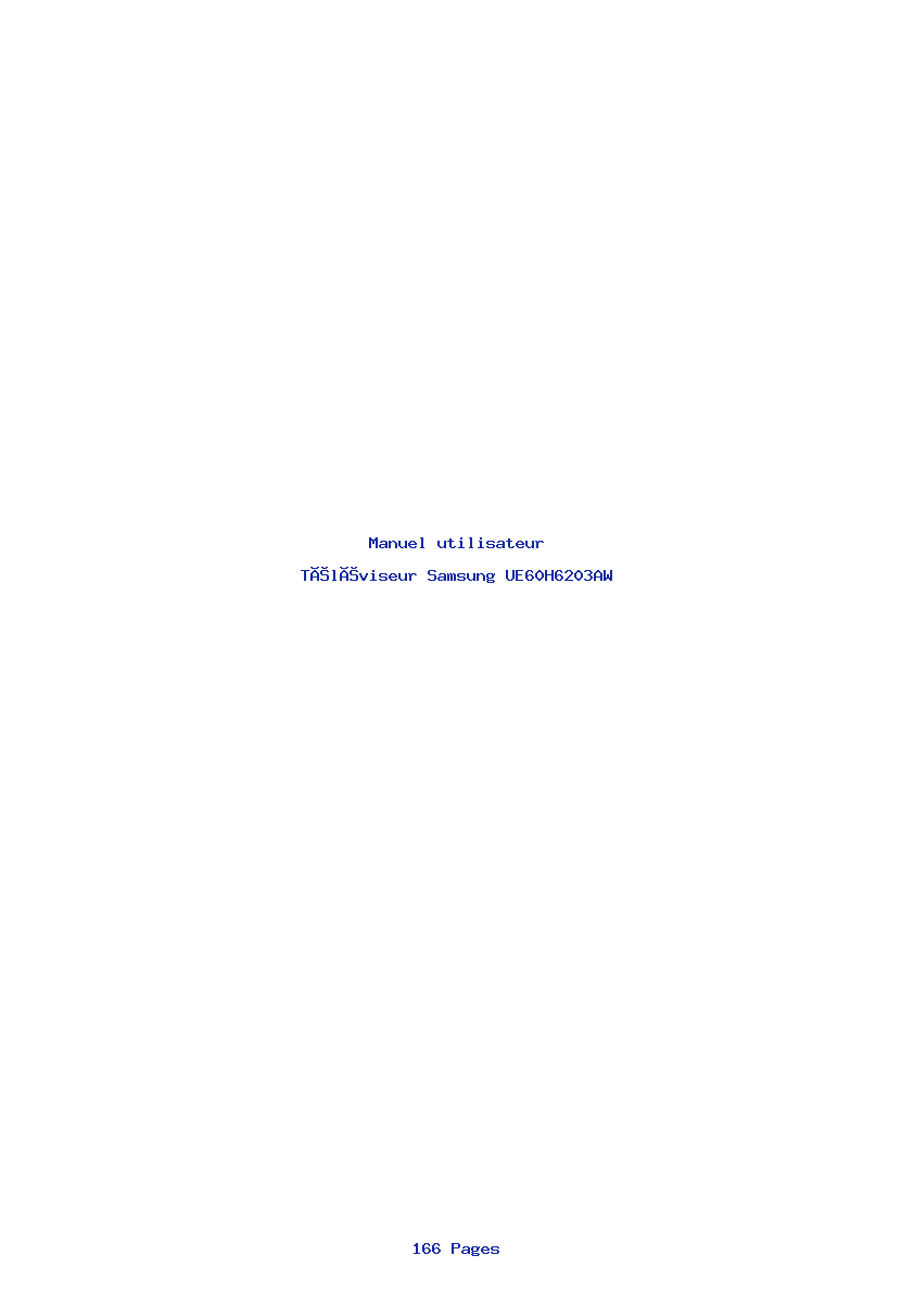 Page 1 de la notice Manuel utilisateur Samsung UE60H6203AW