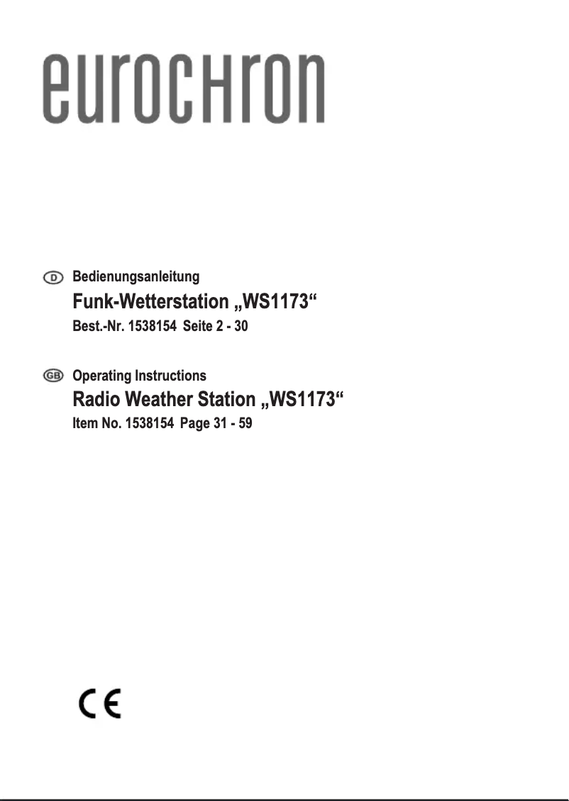 Page 1 de la notice Manuel utilisateur Eurochron WH1173