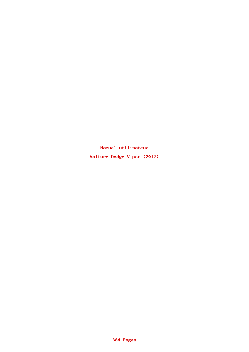 Page 1 de la notice Manuel utilisateur Dodge Viper (2017)
