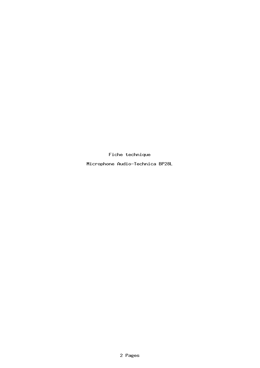 Page 1 de la notice Fiche technique Audio-Technica BP28L
