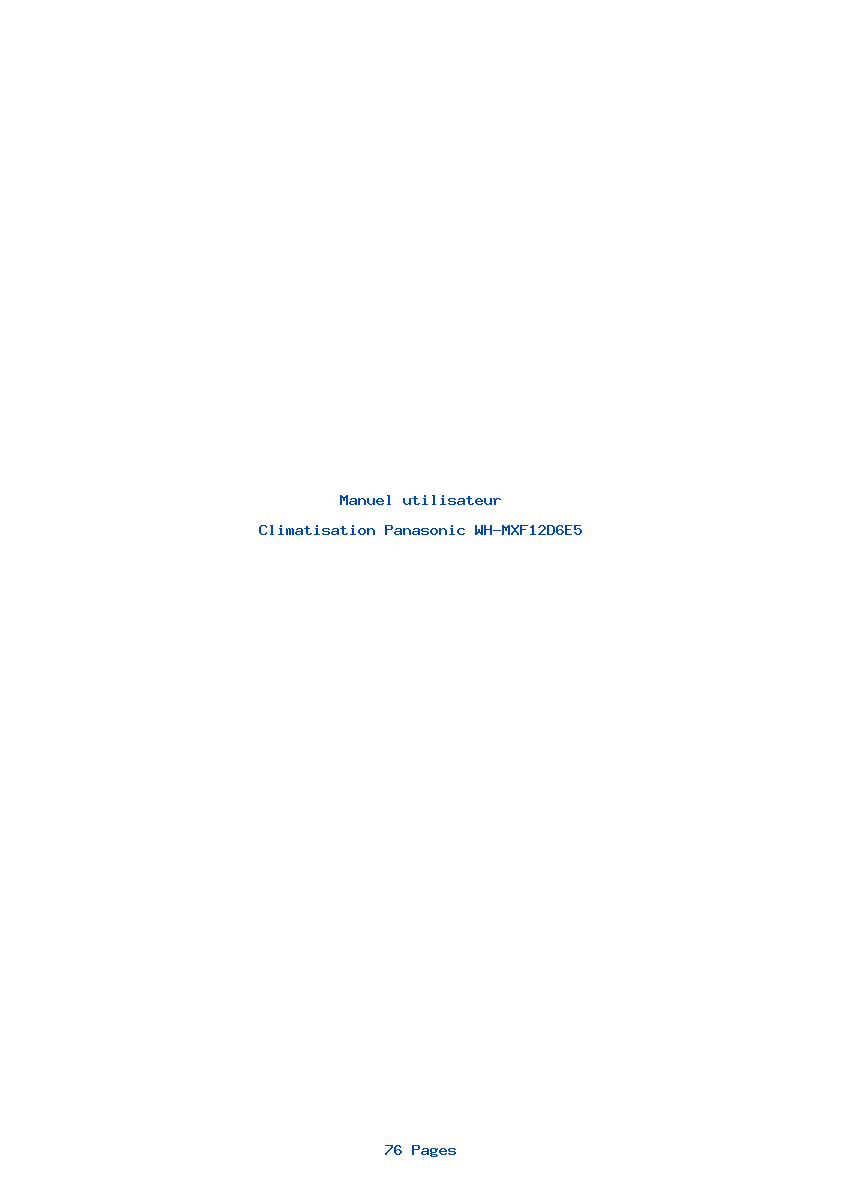 Page 1 de la notice Manuel utilisateur Panasonic WH-MXF12D6E5